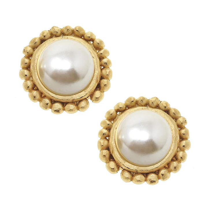 Susan Shaw Gold & Pearl Clip Earrings