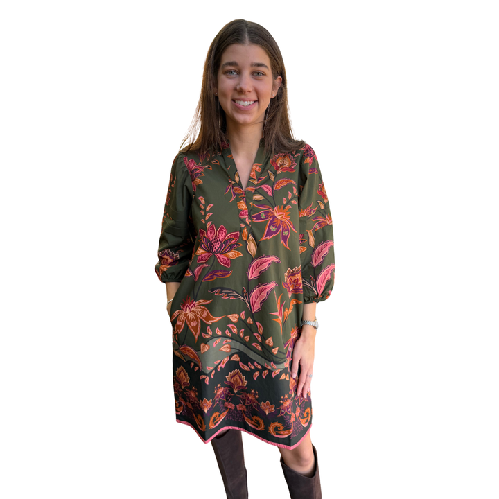 Maude Vivante Freya Dress Olive Trails