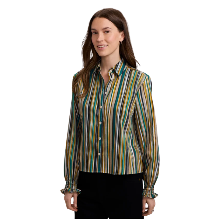 Foxcroft Vivienne Watercolor Stripe Top
