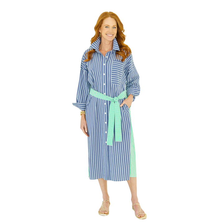 Caryn Lawn Libby Dress Stripe Navy