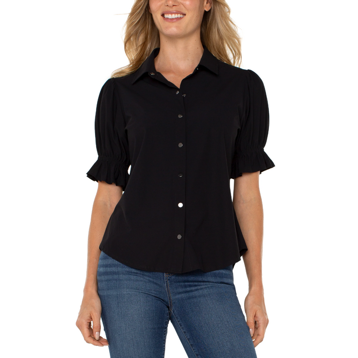 Liverpool Puff Sleeve Snap Front Shirt