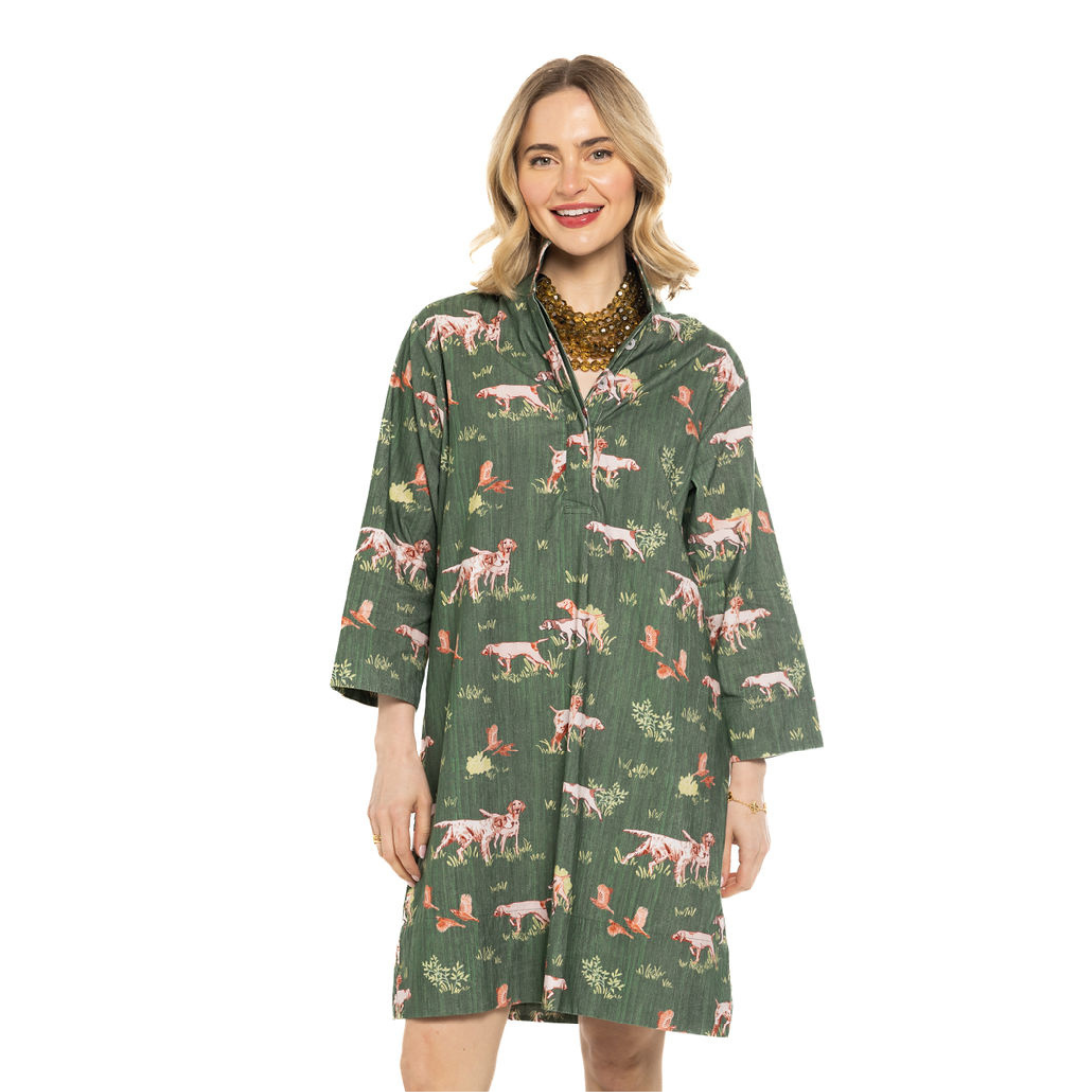 Holly Shae Arden Dress Hunt Dogs Green Cord