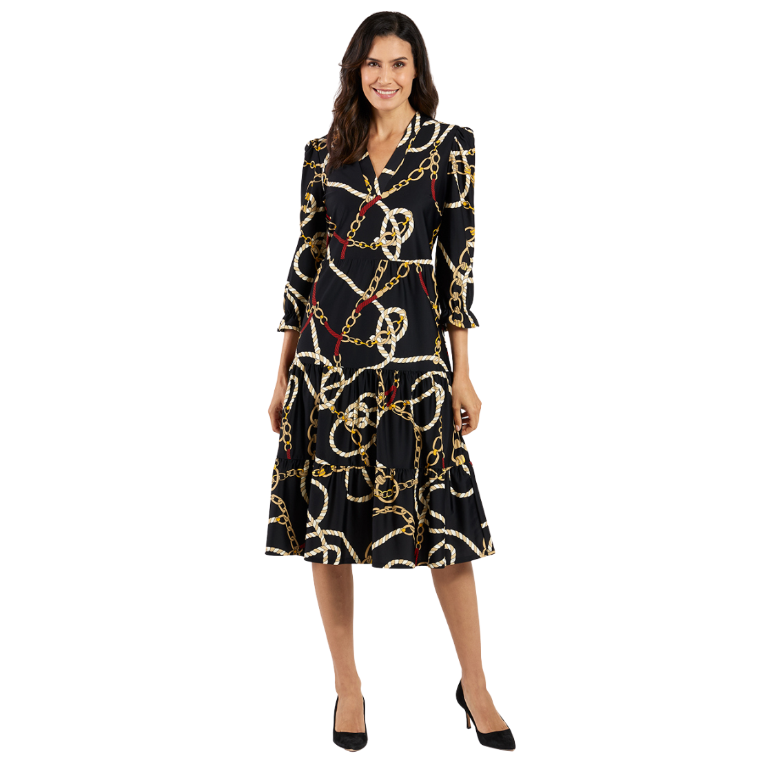 old hollywood dress Maggie Dress Jude Cloth in Ribbons and Chains Black| Jude Connally S / Ribbons and Chains Black