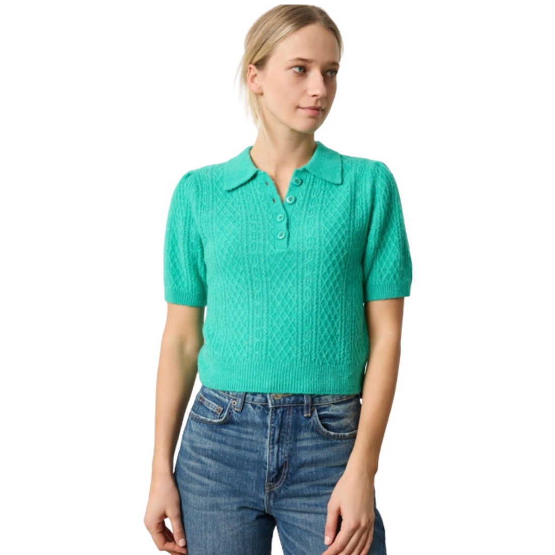 Lilla P Mixed Stitch Polo Sweater