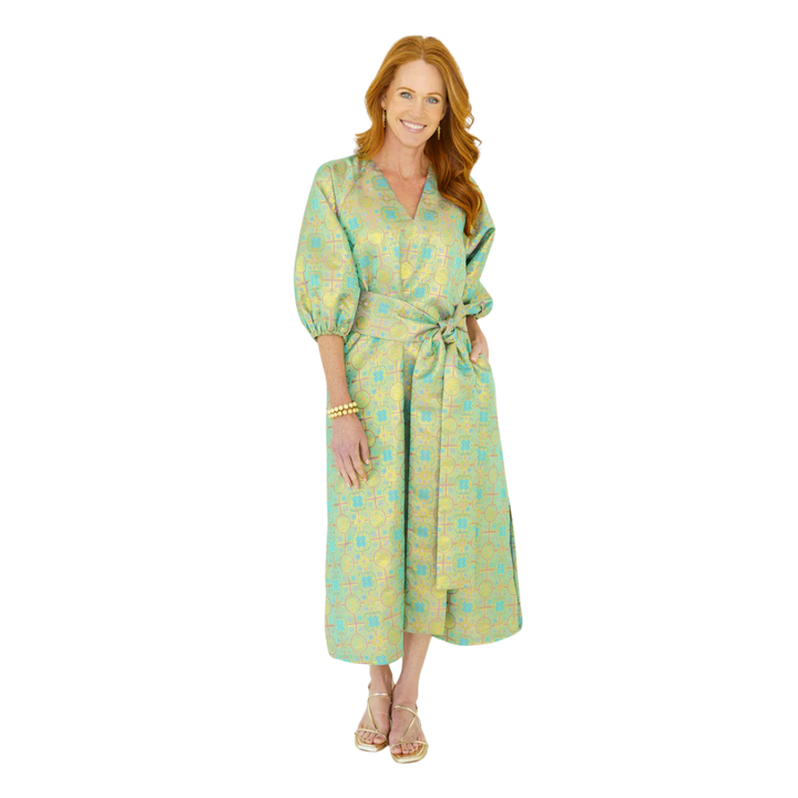 Caryn Lawn Coco Dress Jacquard Lime