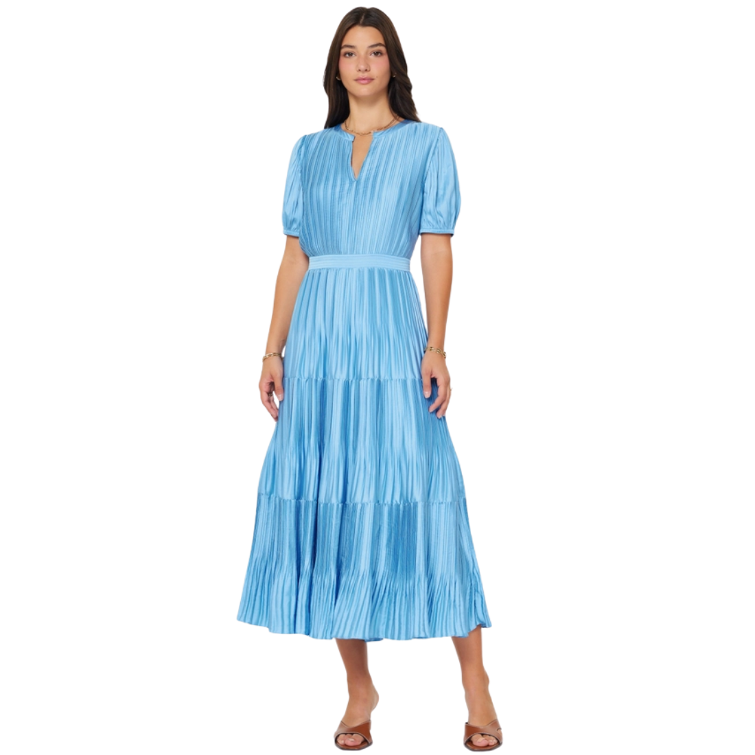 Billie Blue Pleated Dress XS
