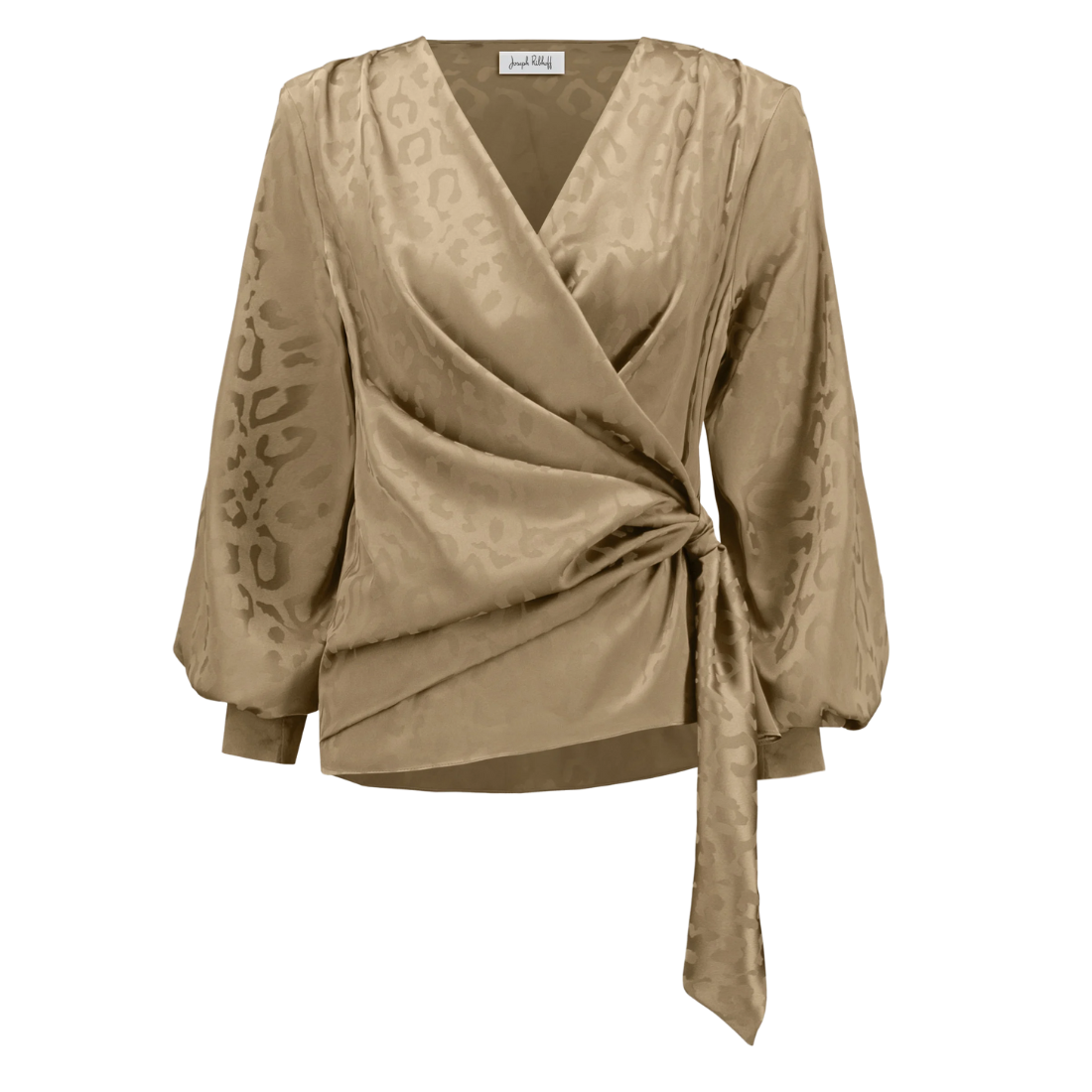 Joseph Ribkoff Jacquard Satin Animal Print Wrap Top