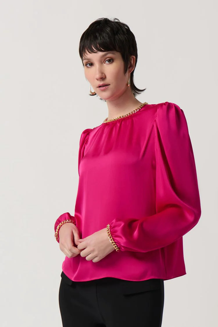 Joseph Ribkoff Satin Puff Sleeve Top