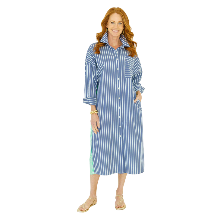 Caryn Lawn Libby Dress Stripe Navy