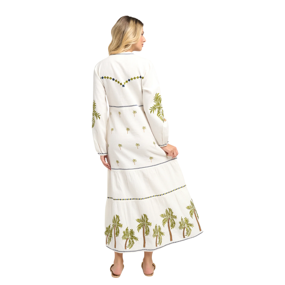 Guadalupe Ria Palm Dress White