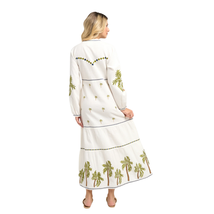 Guadalupe Ria Palm Dress White