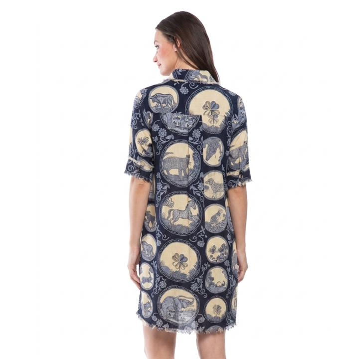Dizzy Lizzie Chatham Dress Navy Medallion