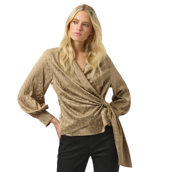 Joseph Ribkoff Jacquard Satin Animal Print Wrap Top