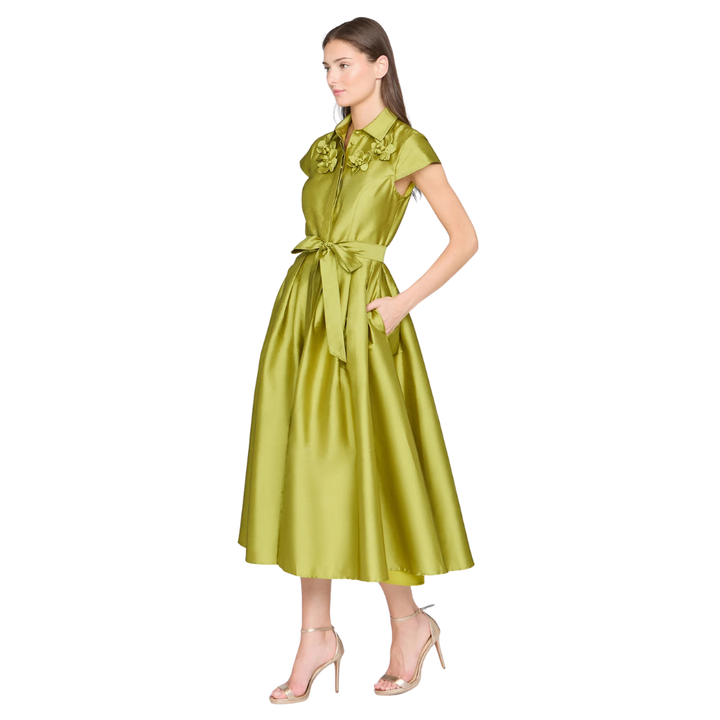 Theia Vada Taffeta Shirt Dress