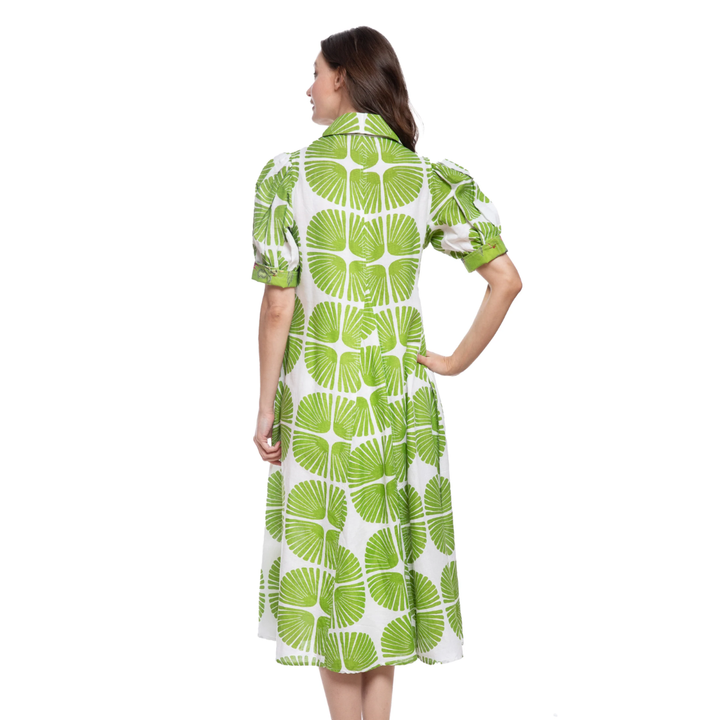 Dizzy Lizzie Montauk Dress Green Palm Frond