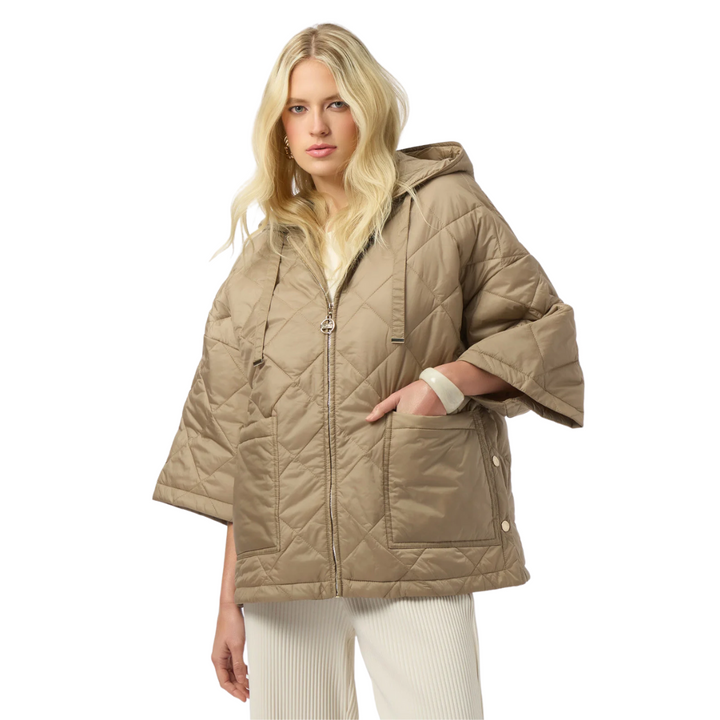 Joseph Ribkoff Woven Diamond Quilt Hooded Jacket
