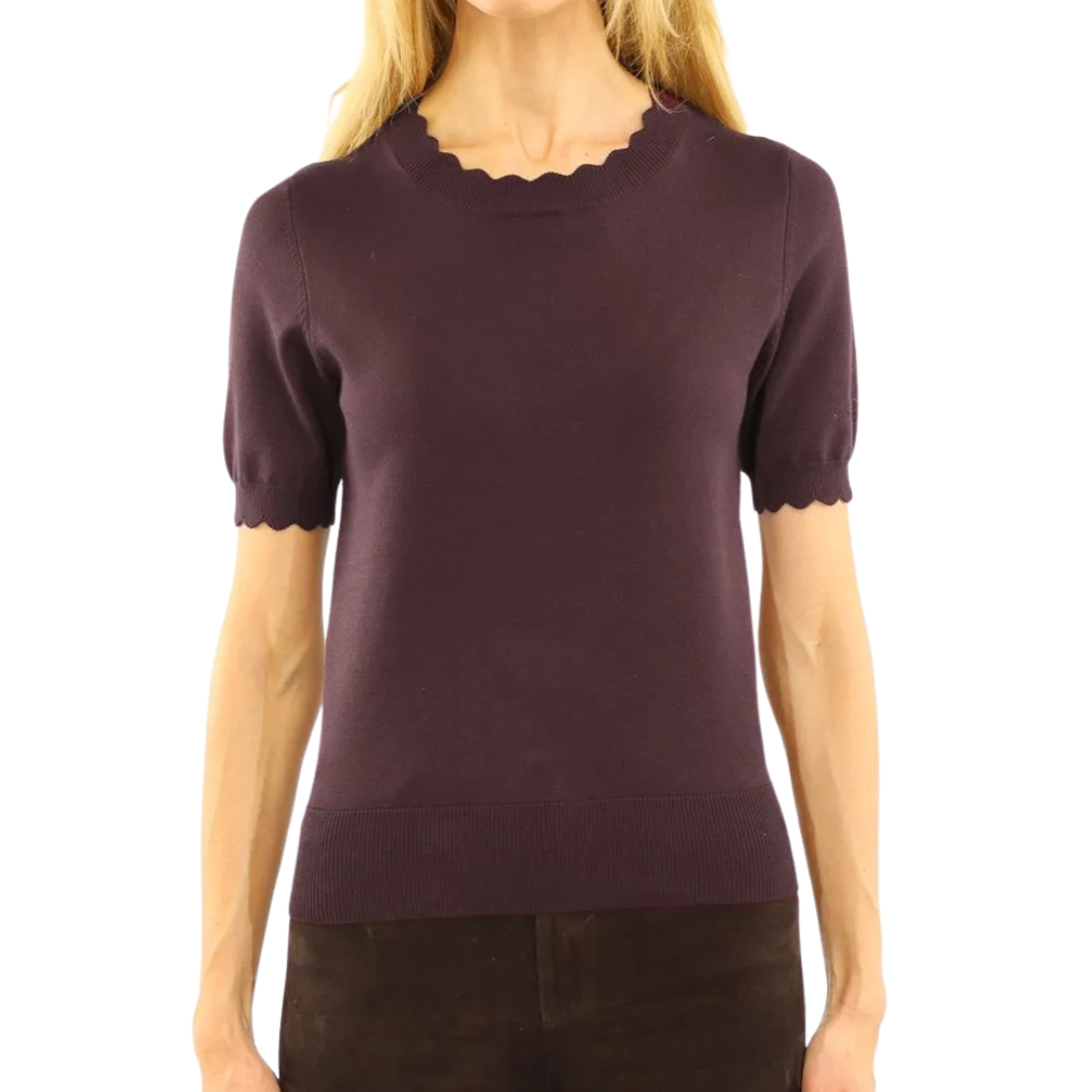 Metric Short Sleeve Scallop Sweater