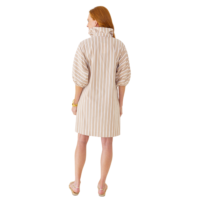 Caryn Lawn Sloane Stripe Dress Khaki