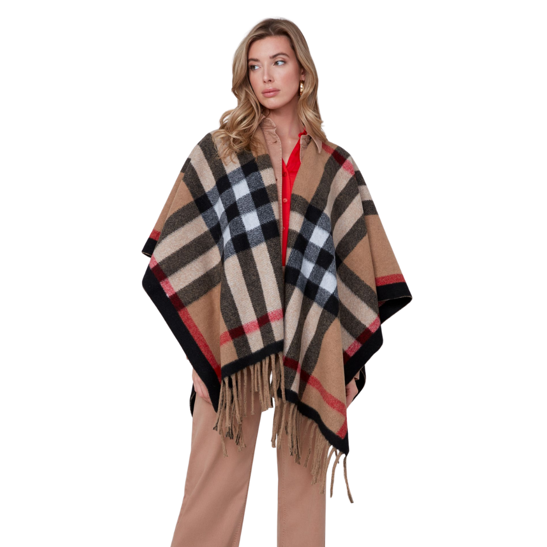 Renuar Plaid Poncho