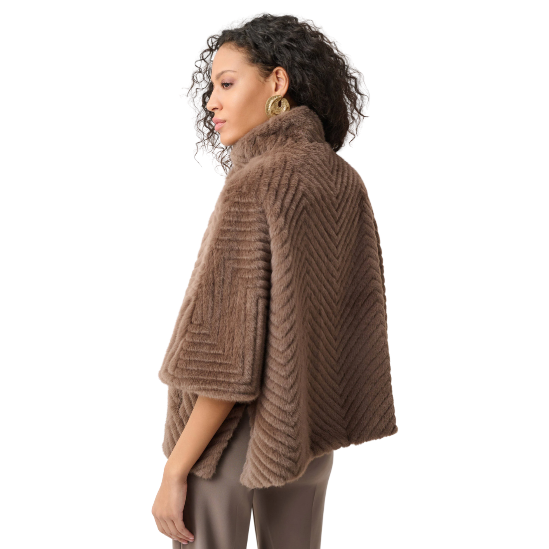 Joseph Ribkoff Chevron Fur Cape Jacket