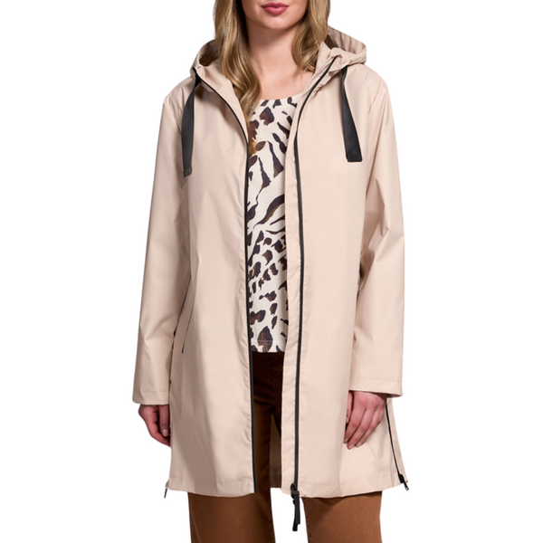 Tribal Zip Front Raincoat Sandstone
