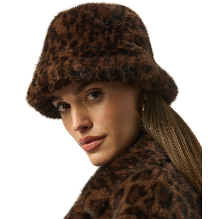 Joseph Ribkoff Faux Fur Leopard Bucket Hat