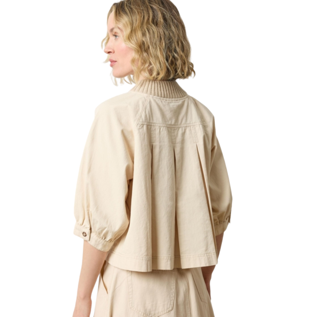 Lilla P Knit Collar Twill Top