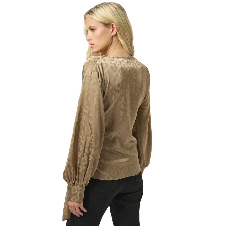 Joseph Ribkoff Jacquard Satin Animal Print Wrap Top