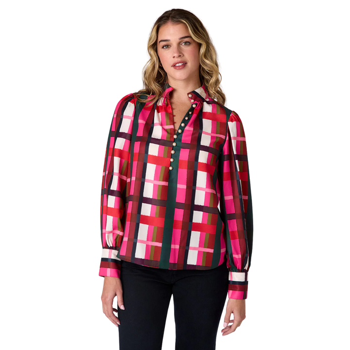 Crosby Leland Blouse Holiday Plaid