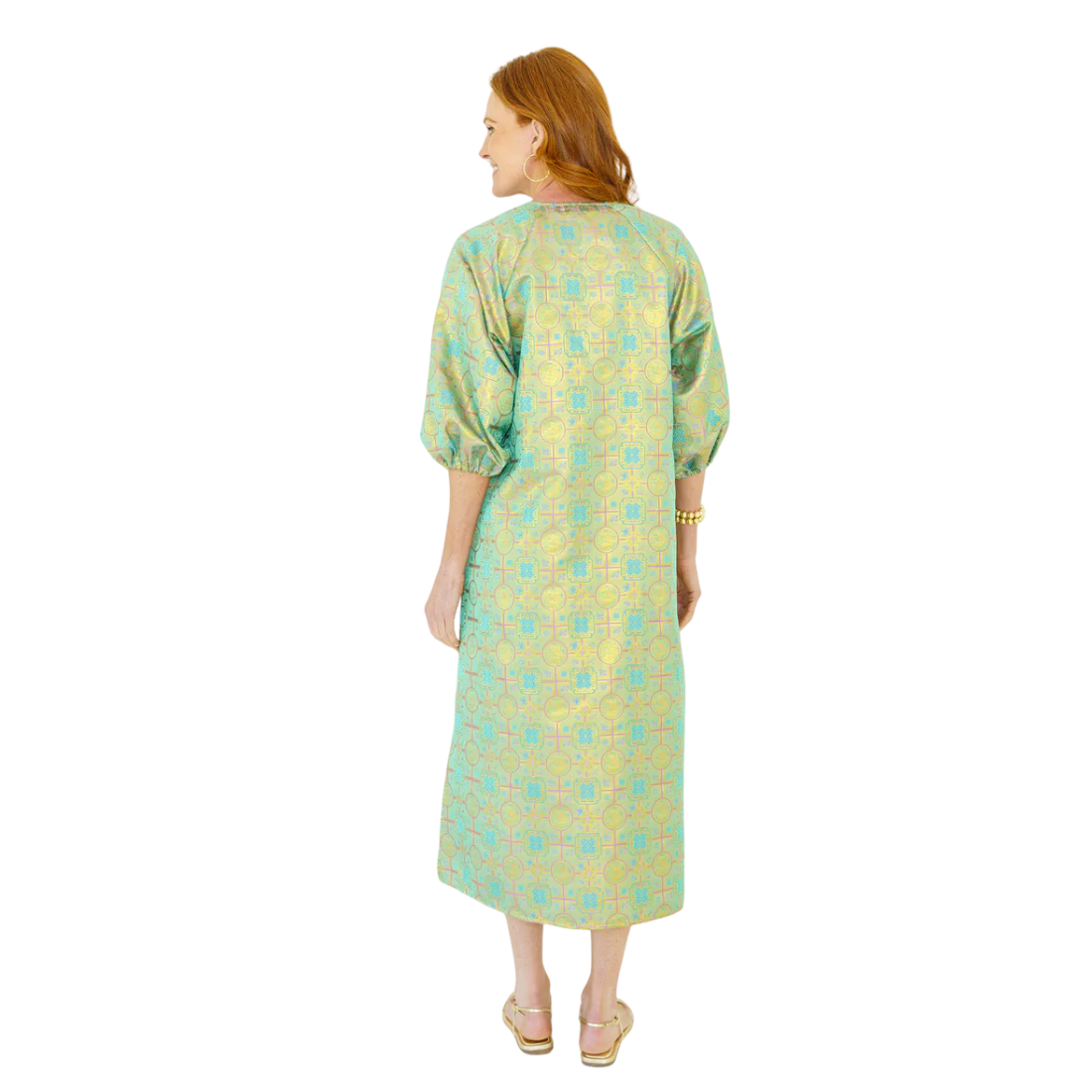 Caryn Lawn Coco Dress Jacquard Lime