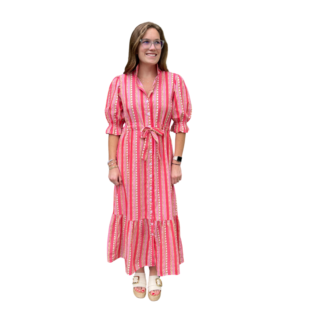 Holly Shae Catherine Dress Cabana Stripe Pink Sorbet