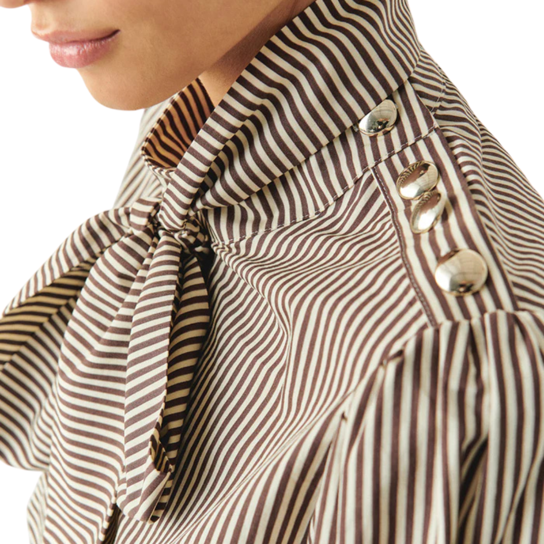 Exquise Indigo Stripe Bow Top