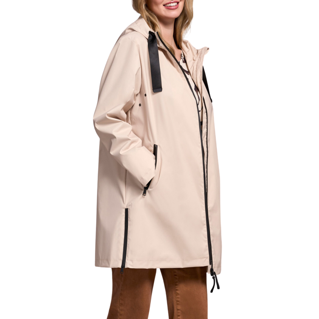 Tribal Zip Front Raincoat Sandstone