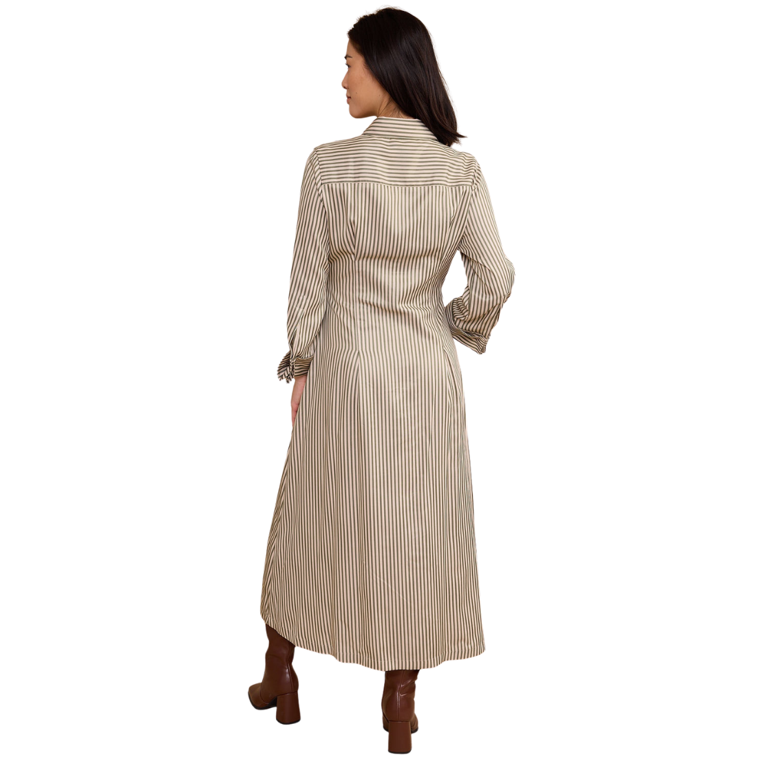 Thomas & Lourdes Miles Dress Olive Stripe