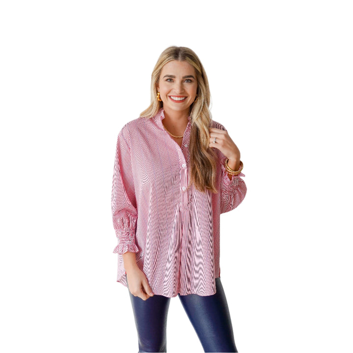 Caryn Lawn Kimberly Top Red Stripe