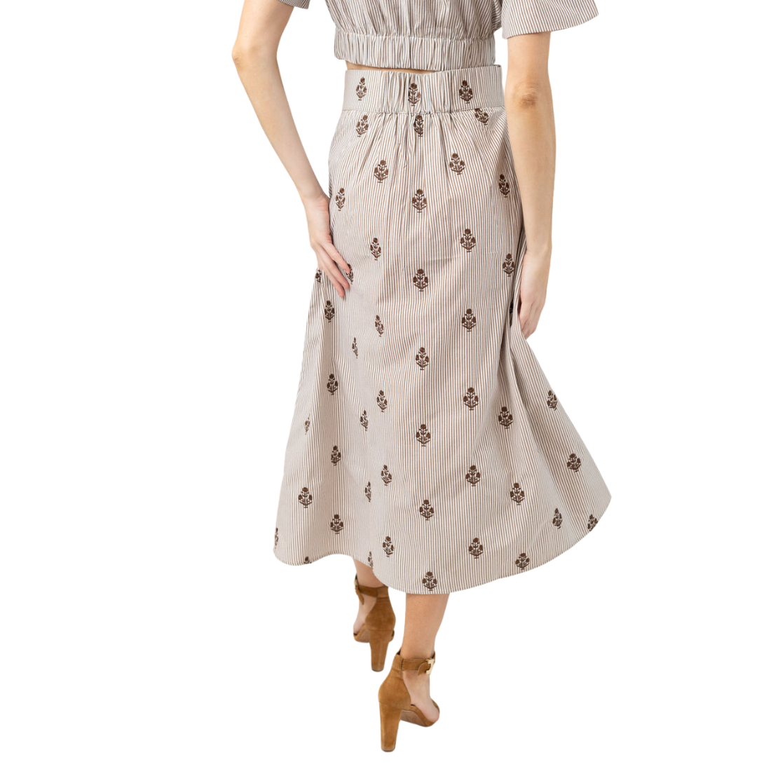 Beau & Ro Markey Skirt Brown Stripe