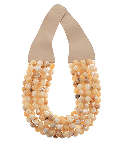 Gemstone Beaded Leather Necklace