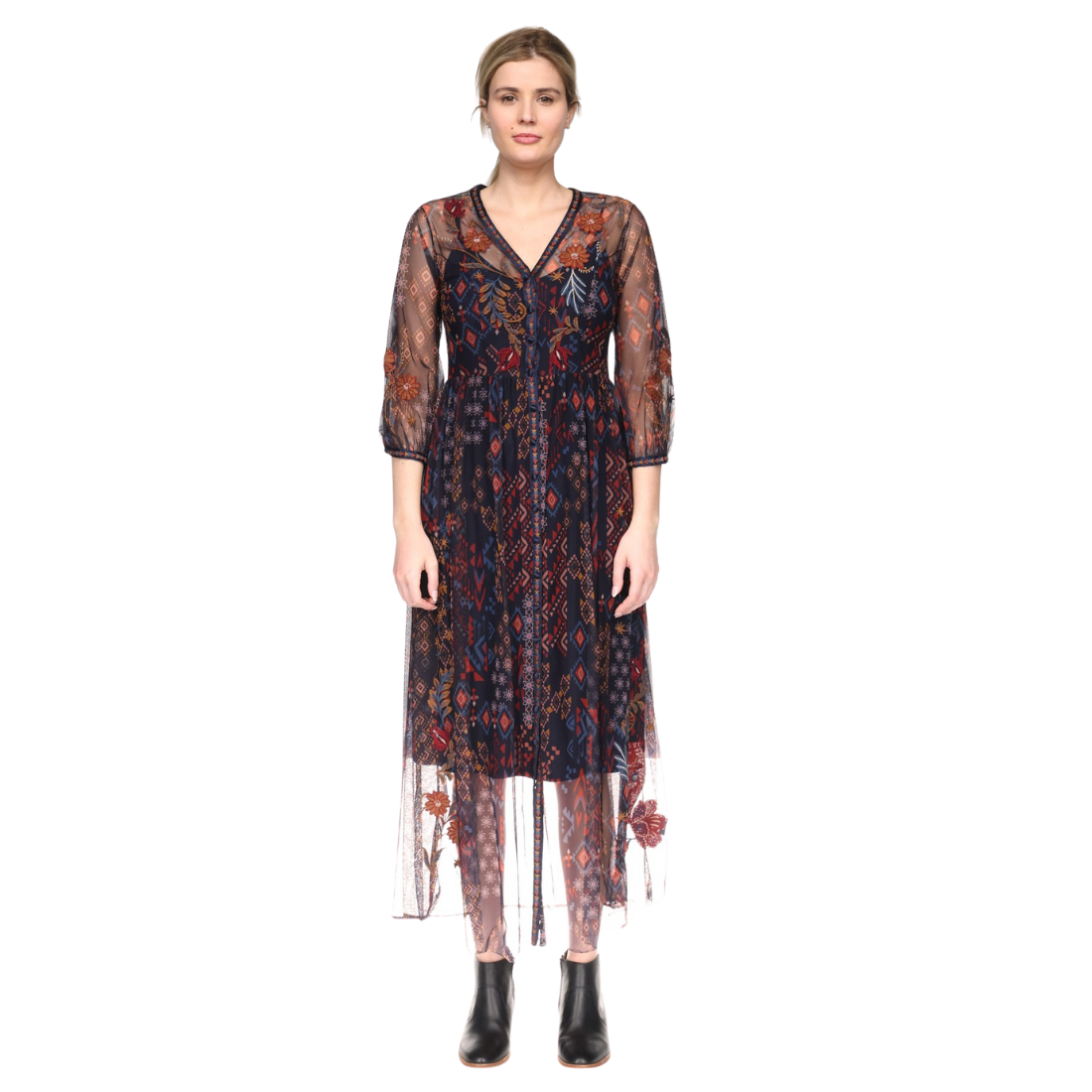 Johnny Was Theia Mesh Dress Monika