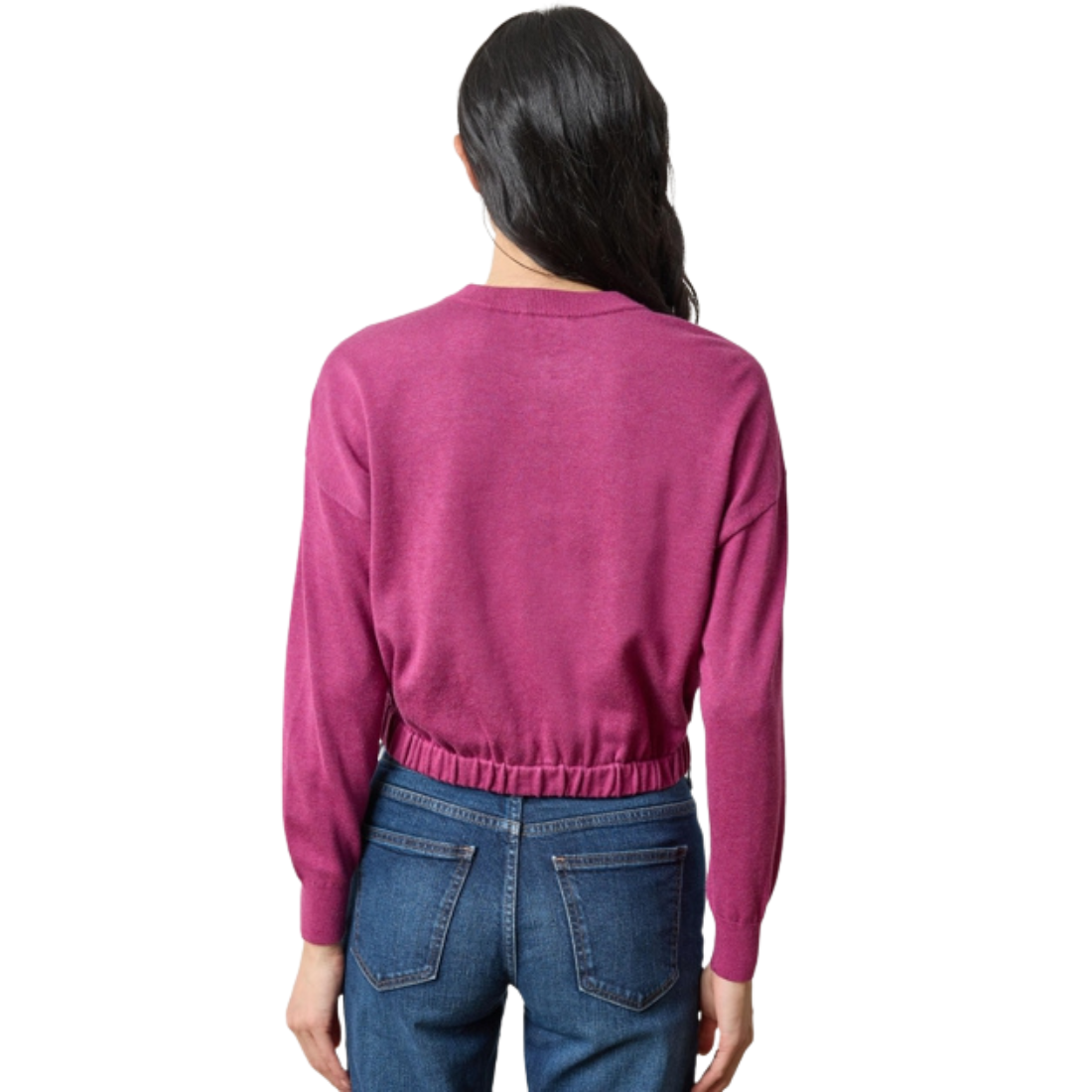 Lilla P Elastic Waist Henley Sweater