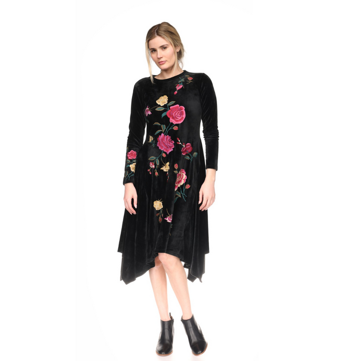Johnny Was Handkerchief Hem Velour Dress Rosalia