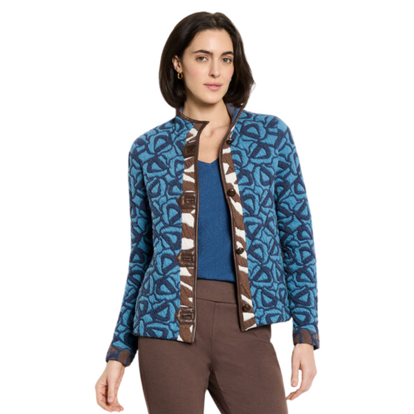Nic + Zoe Quilted Faux Leather Trim Jacket