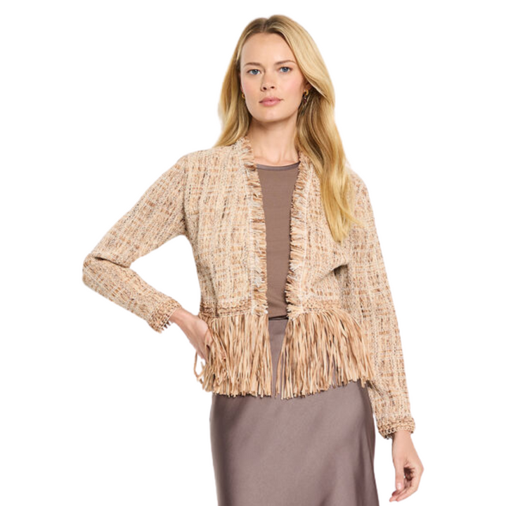 Nic + Zoe Cork Fringe Knit Jacket