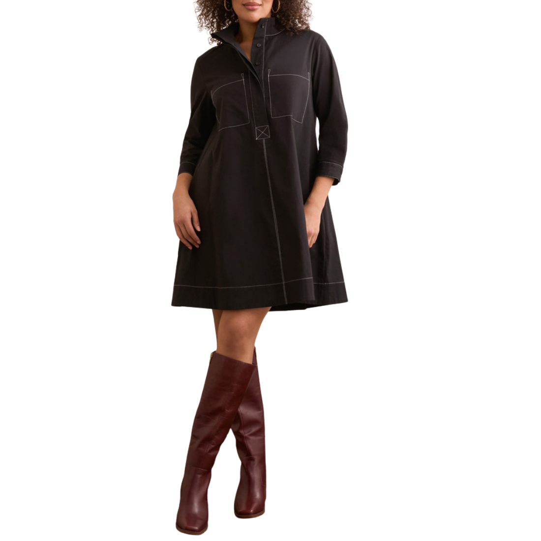 Tribal Button Front Shirt Dress