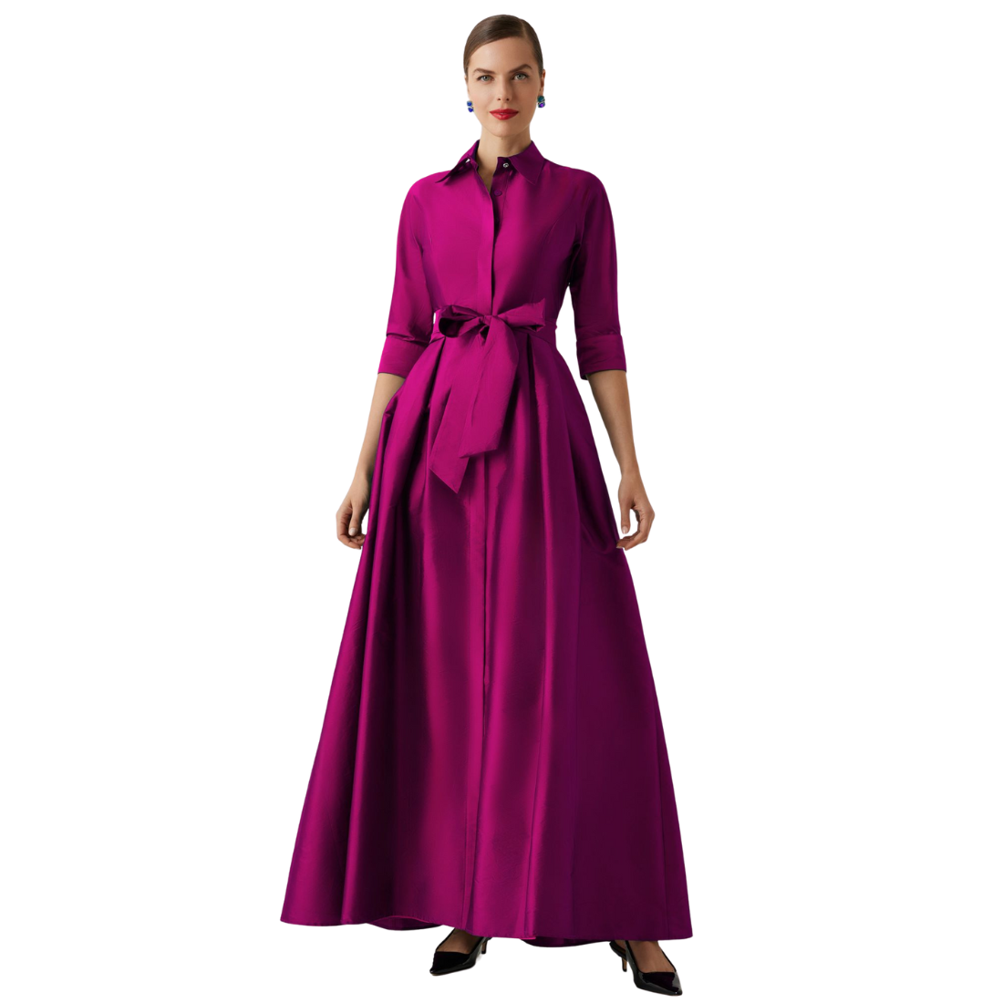 Teri Jon Taffeta Shirt Waist Gown