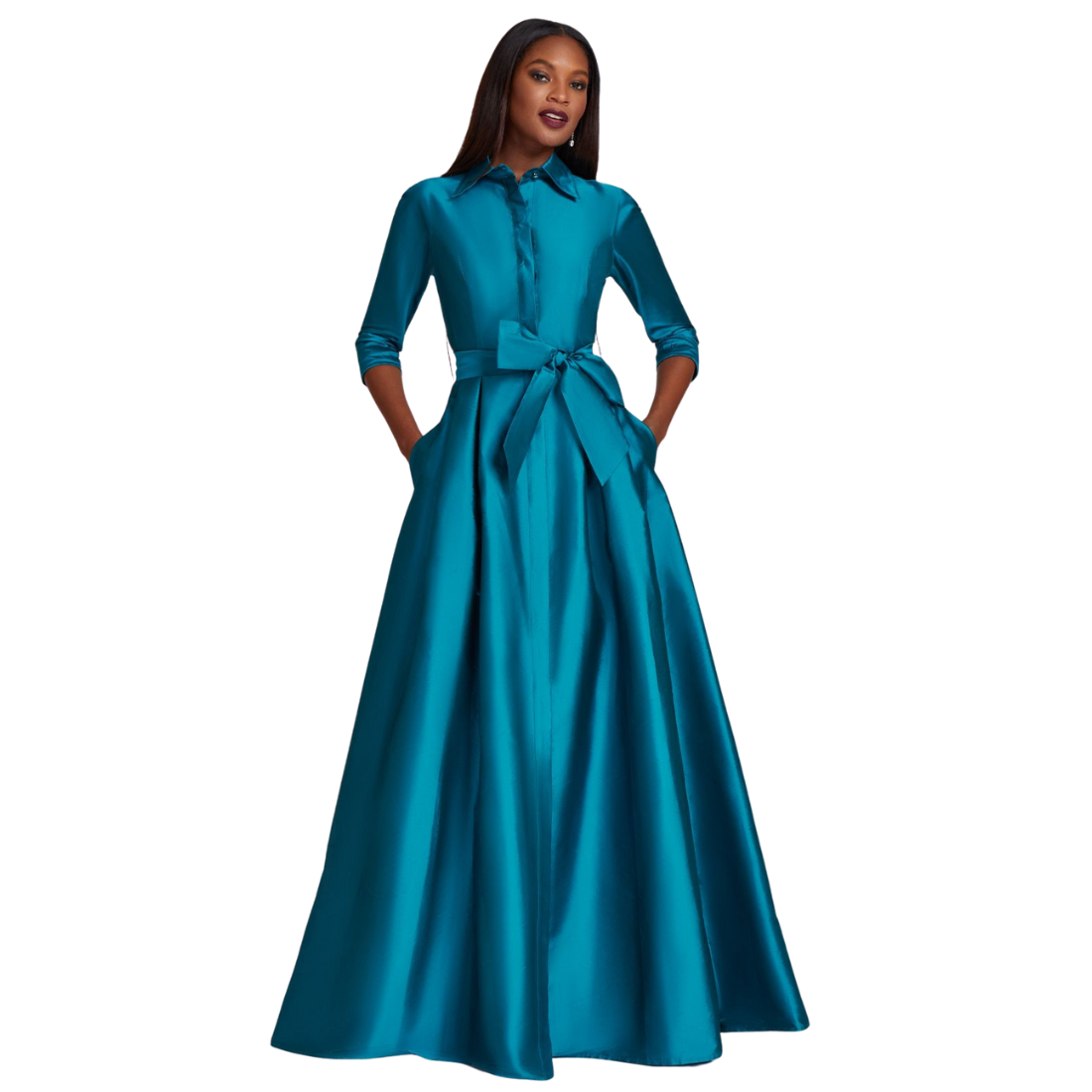 Teri Jon Taffeta Shirt Waist Gown