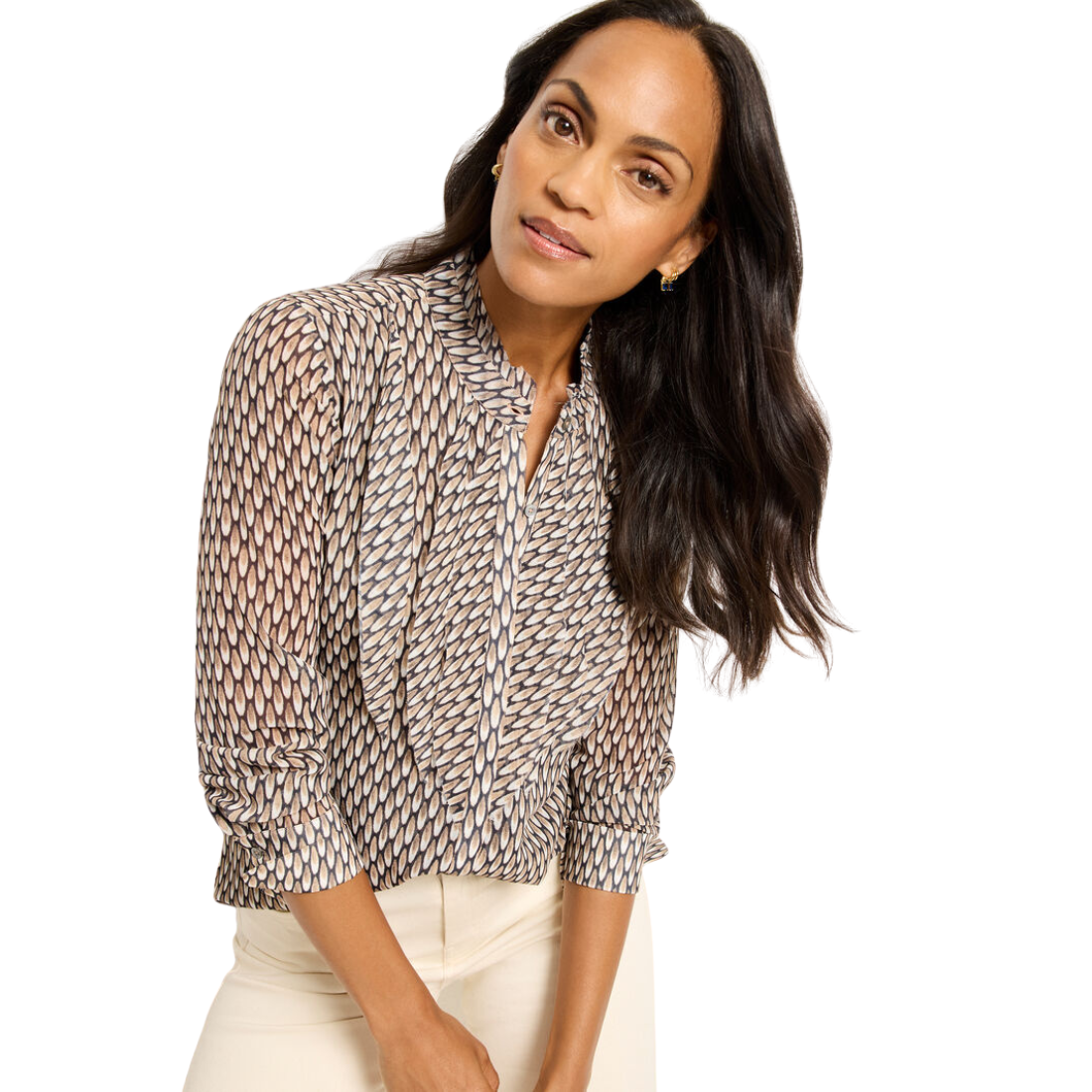 Nic + Zoe Abstract Dot Falling Chiffon Top