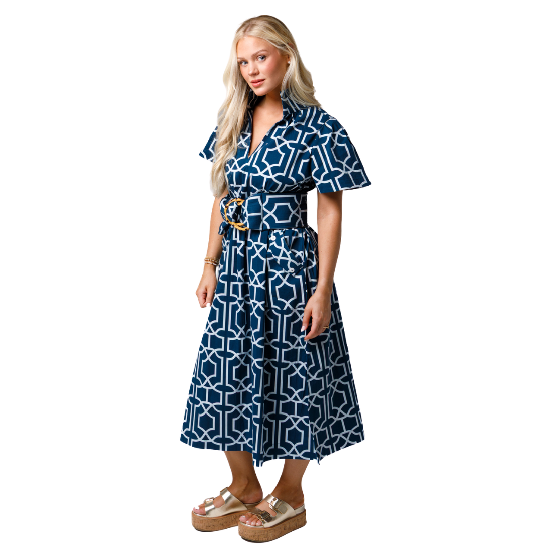 Holly Shae Gretchen Dress Lattice Cove Navy