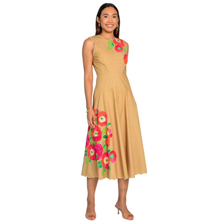 Elizabeth James Claire Dress Poppy Patch Iced Coffee