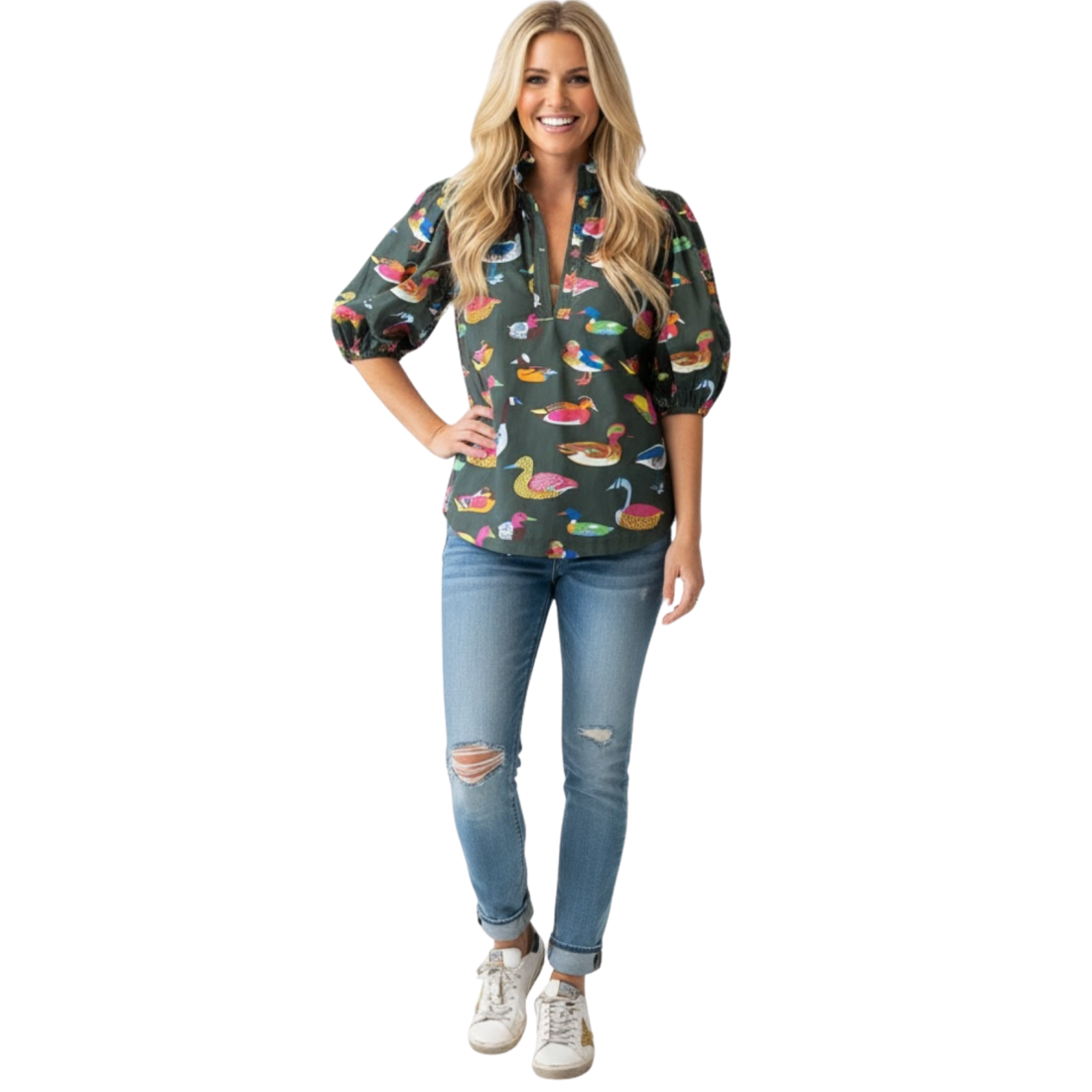 Caryn Lawn Anna Duck Top Olive