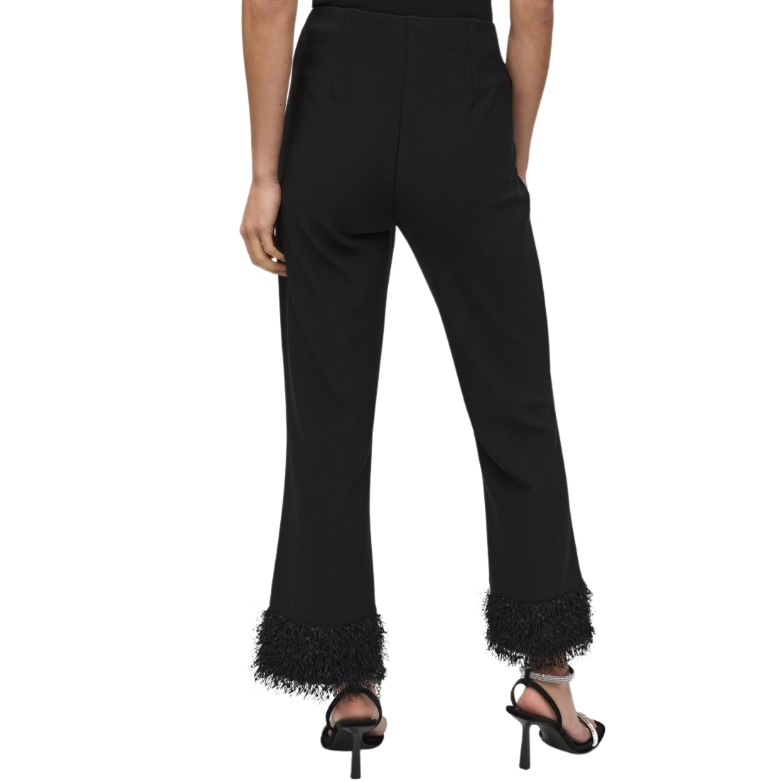 Joseph Ribkoff Silky Knit Fringe Hem Flare Pant